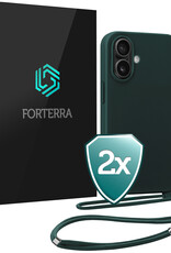 Forterra Forterra iPhone 17 Hoesje met Koord - Donkergroen - 2 PACK