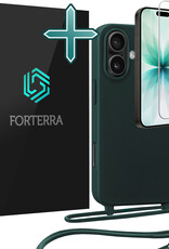 Forterra Forterra iPhone 17 Hoesje met Koord Met Screenprotector - Donkergroen