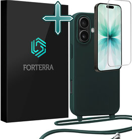 Forterra Forterra iPhone 17 Hoesje met Koord Met Screenprotector - Donkergroen