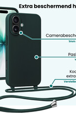Forterra Forterra iPhone 17 Hoesje met Koord Met 2x Screenprotector - Donkergroen