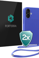 Forterra Forterra iPhone 17 Hoesje met Koord - Fel Blauw - 2 PACK