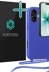 Forterra Forterra iPhone 17 Hoesje met Koord Met Screenprotector - Fel Blauw