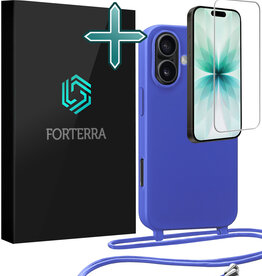 Forterra Forterra iPhone 17 Hoesje met Koord Met Screenprotector - Fel Blauw