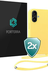 Forterra Forterra iPhone 17 Hoesje met Koord - Geel - 2 PACK