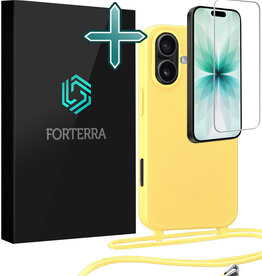 Forterra Forterra iPhone 17 Hoesje met Koord Met Screenprotector - Geel
