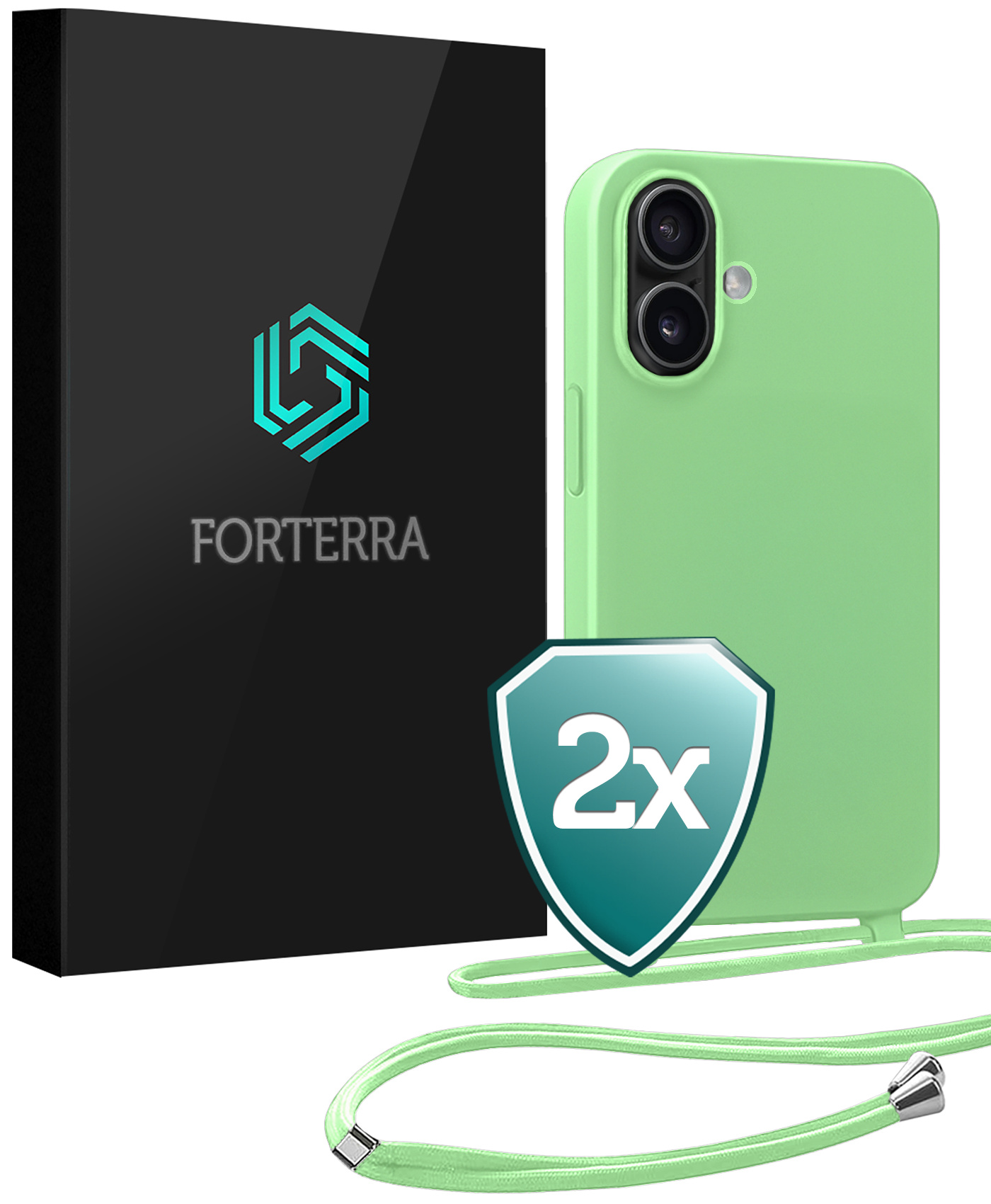 Forterra Forterra iPhone 17 Hoesje met Koord - Groen - 2 PACK