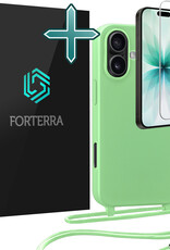 Forterra Forterra iPhone 17 Hoesje met Koord Met Screenprotector - Groen