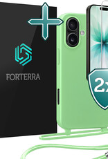 Forterra Forterra iPhone 17 Hoesje met Koord Met 2x Screenprotector - Groen