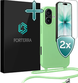 Forterra Forterra iPhone 17 Hoesje met Koord Met 2x Screenprotector - Groen