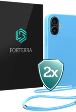 Forterra Forterra iPhone 17 Hoesje met Koord - Lichtblauw - 2 PACK