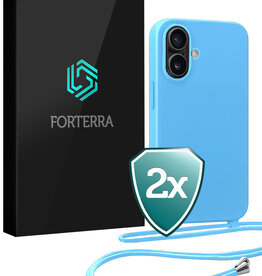 Forterra Forterra iPhone 17 Hoesje met Koord - Lichtblauw - 2 PACK