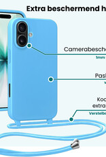 Forterra Forterra iPhone 17 Hoesje met Koord Met 2x Screenprotector - Lichtblauw