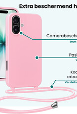 Forterra Forterra iPhone 17 Hoesje met Koord Met 2x Screenprotector - Lichtroze