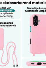 Forterra Forterra iPhone 17 Hoesje met Koord Met 2x Screenprotector - Lichtroze