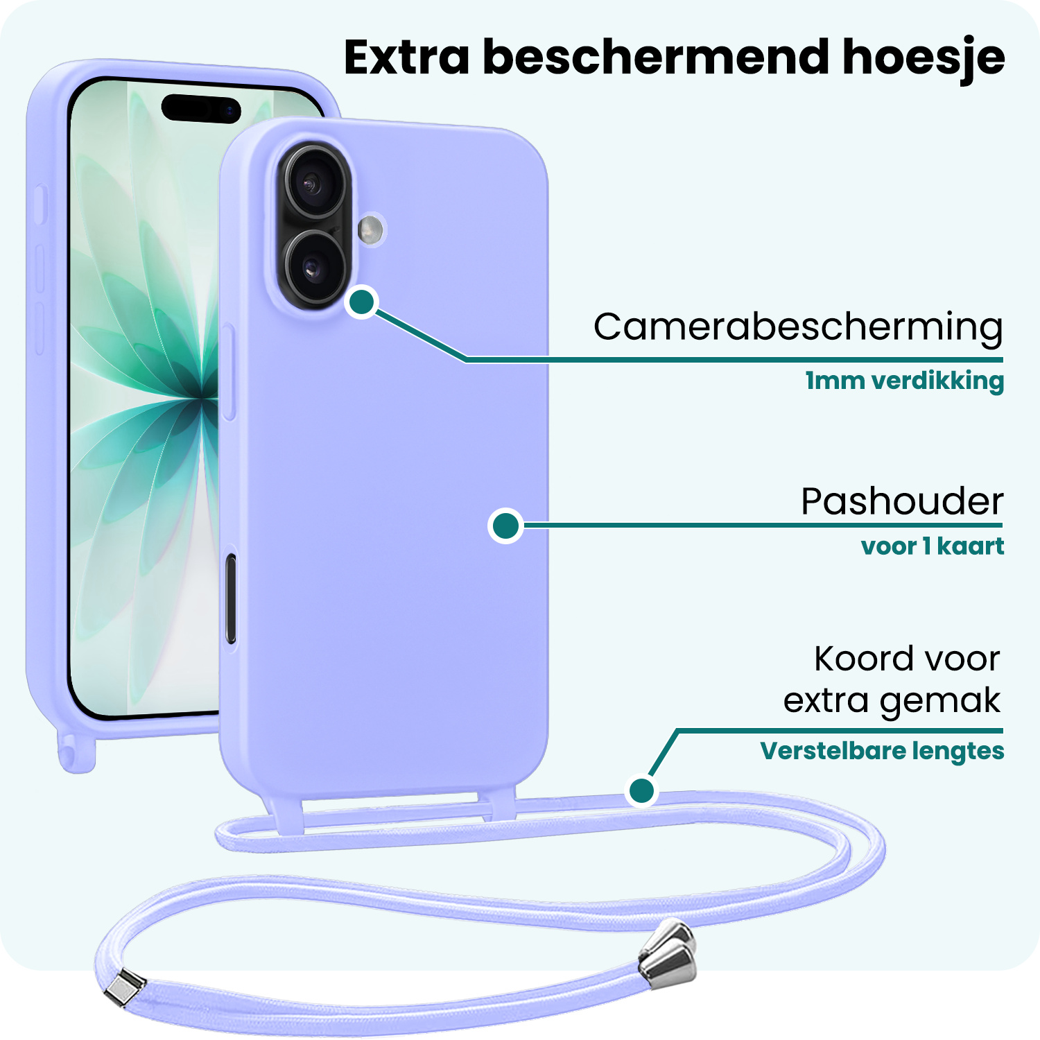 Forterra Forterra iPhone 17 Hoesje met Koord - Lila