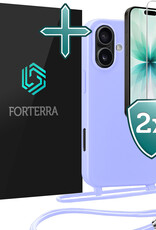 Forterra Forterra iPhone 17 Hoesje met Koord Met 2x Screenprotector - Lila