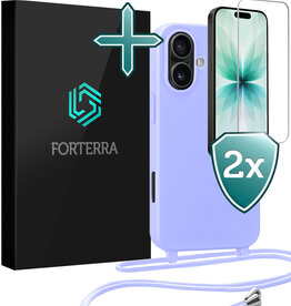 Forterra Forterra iPhone 17 Hoesje met Koord Met 2x Screenprotector - Lila