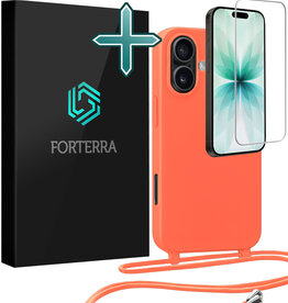 Forterra Forterra iPhone 17 Hoesje met Koord Met Screenprotector - Papaya