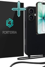 Forterra Forterra iPhone 17 Hoesje met Koord Met Screenprotector - Zwart