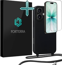 Forterra Forterra iPhone 17 Hoesje met Koord Met Screenprotector - Zwart