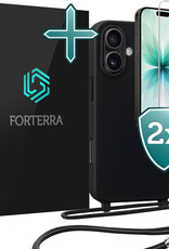 Forterra Forterra iPhone 17 Hoesje met Koord Met 2x Screenprotector - Zwart