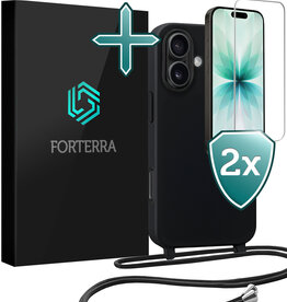 Forterra Forterra iPhone 17 Hoesje met Koord Met 2x Screenprotector - Zwart