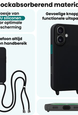 Forterra Forterra iPhone 17 Hoesje met Koord Met 2x Screenprotector - Zwart