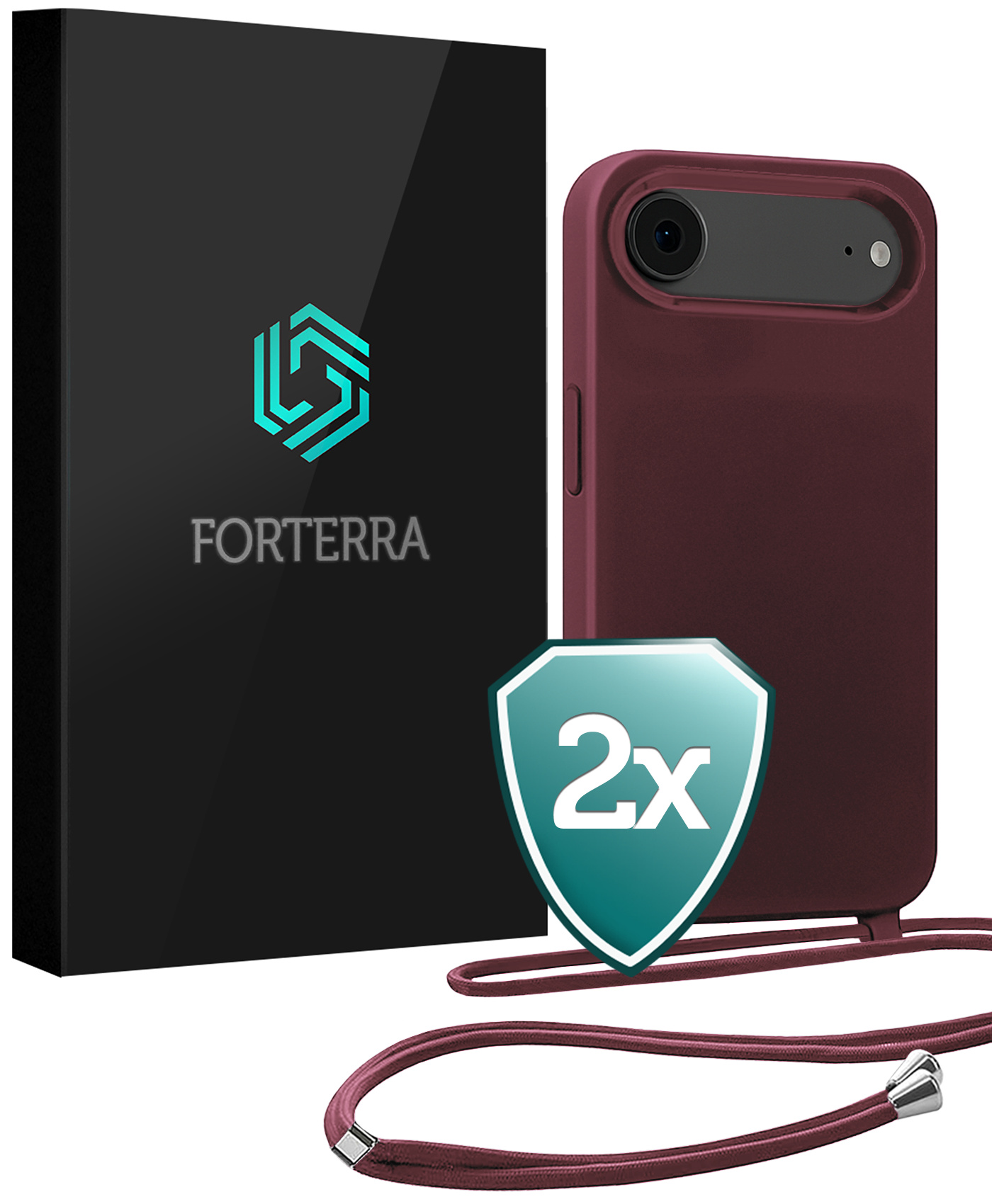 Forterra Forterra iPhone Air Hoesje met Koord - Aubergine - 2 PACK