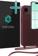 Forterra Forterra iPhone Air Hoesje met Koord Met Screenprotector - Aubergine