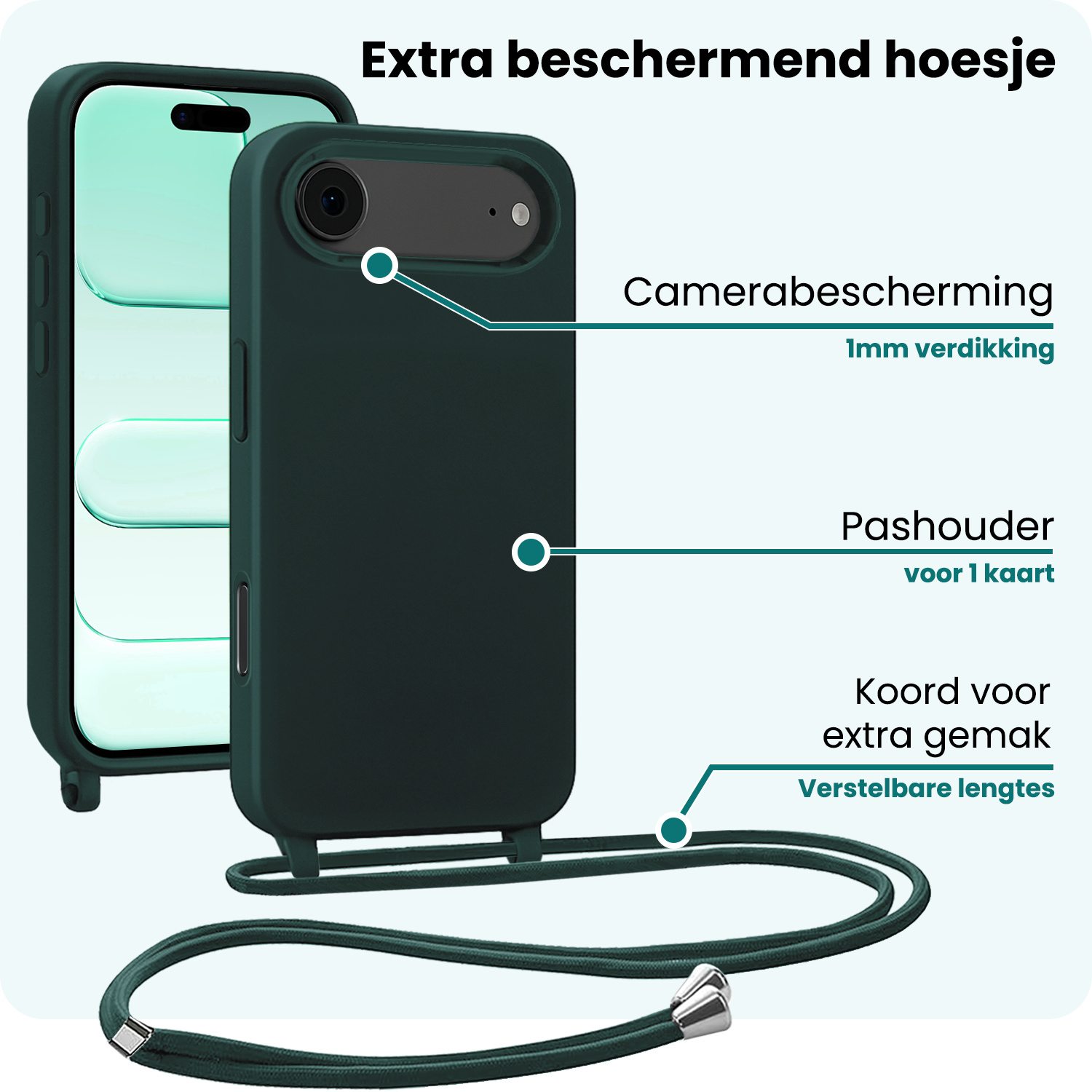 Forterra Forterra iPhone Air Hoesje met Koord - Donkergroen