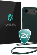 Forterra Forterra iPhone Air Hoesje met Koord - Donkergroen - 2 PACK