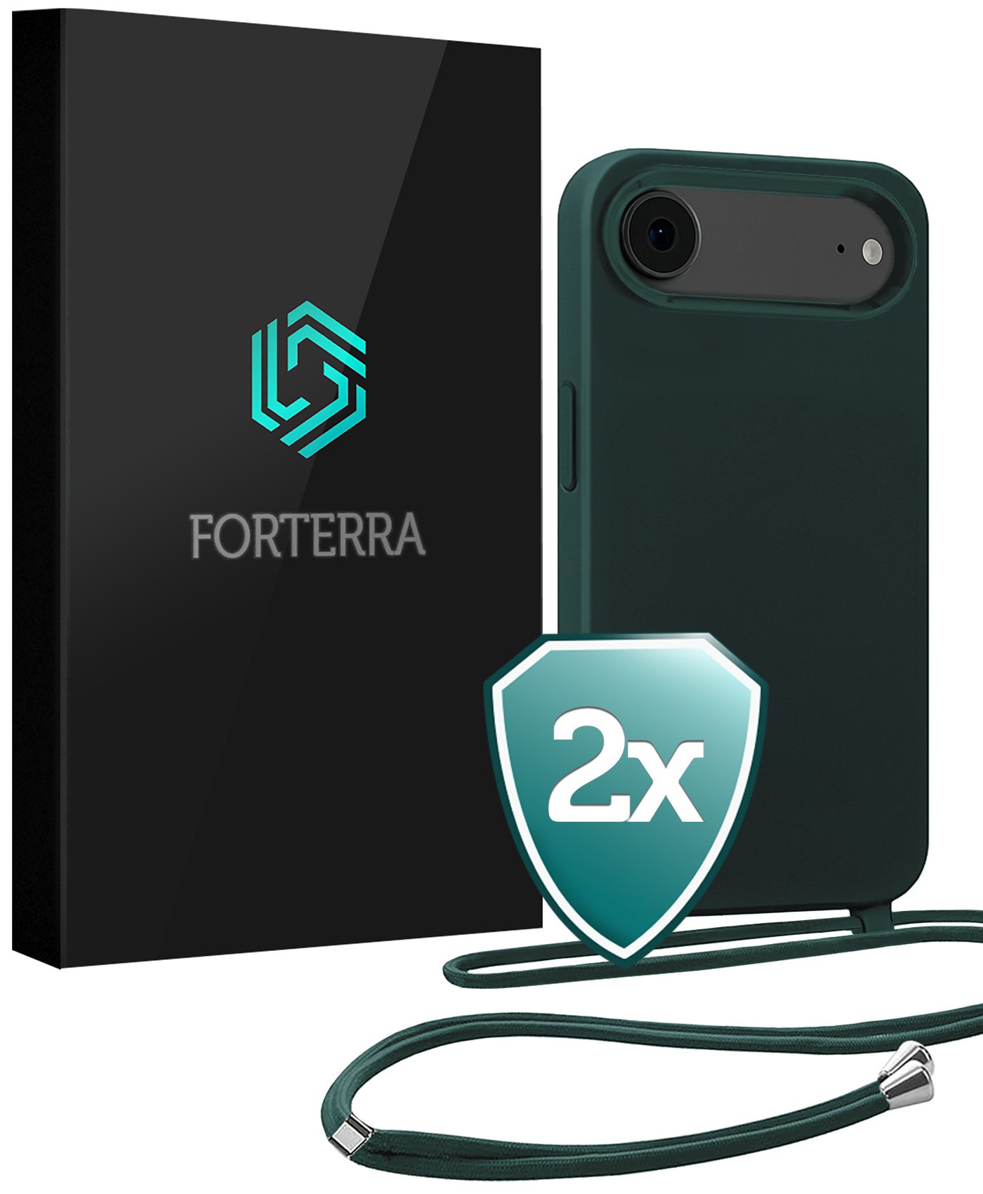 Forterra Forterra iPhone Air Hoesje met Koord - Donkergroen - 2 PACK