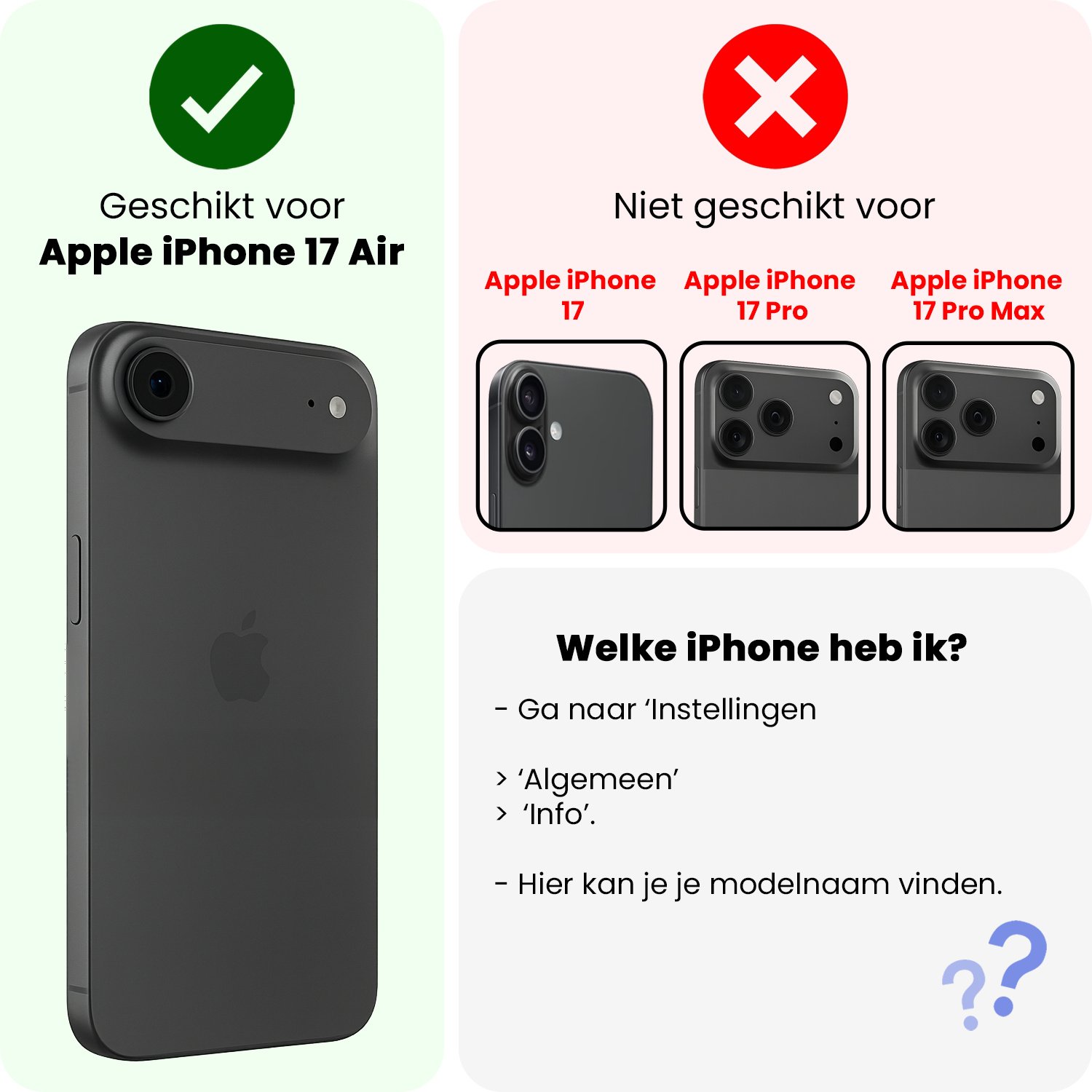 Forterra Forterra iPhone Air Hoesje met Koord - Donkergroen - 2 PACK