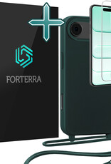 Forterra Forterra iPhone Air Hoesje met Koord Met Screenprotector - Donkergroen
