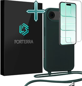 Forterra Forterra iPhone Air Hoesje met Koord Met Screenprotector - Donkergroen