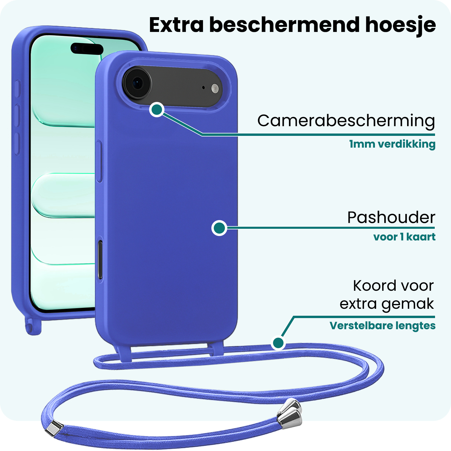 Forterra Forterra iPhone Air Hoesje met Koord - Fel Blauw