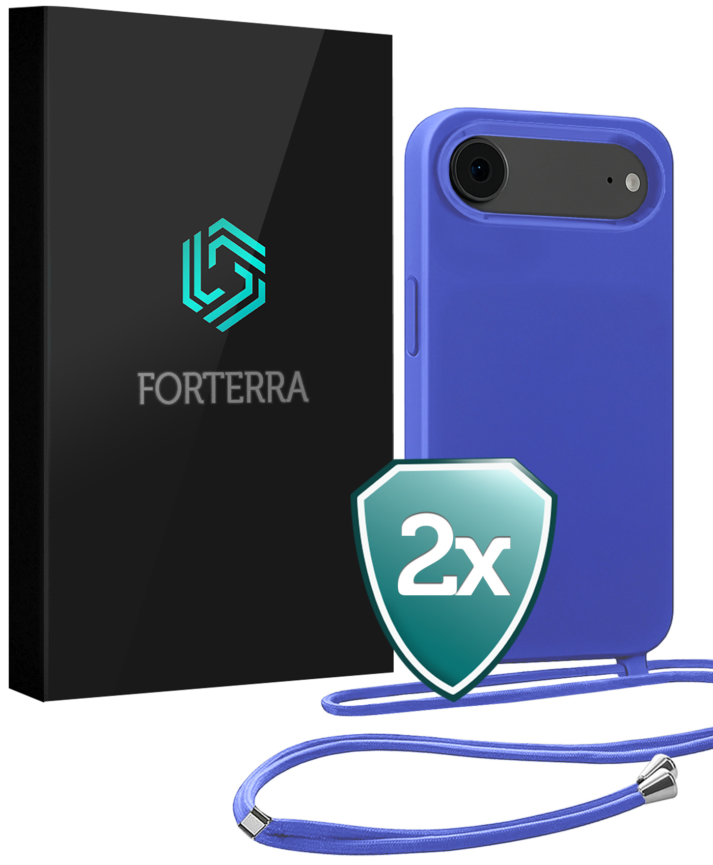 Forterra Forterra iPhone Air Hoesje met Koord - Fel Blauw - 2 PACK