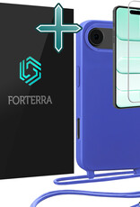 Forterra Forterra iPhone Air Hoesje met Koord Met Screenprotector - Fel Blauw