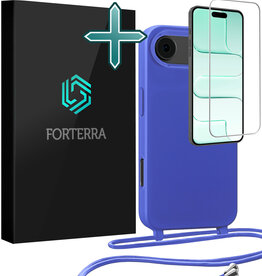 Forterra Forterra iPhone Air Hoesje met Koord Met Screenprotector - Fel Blauw