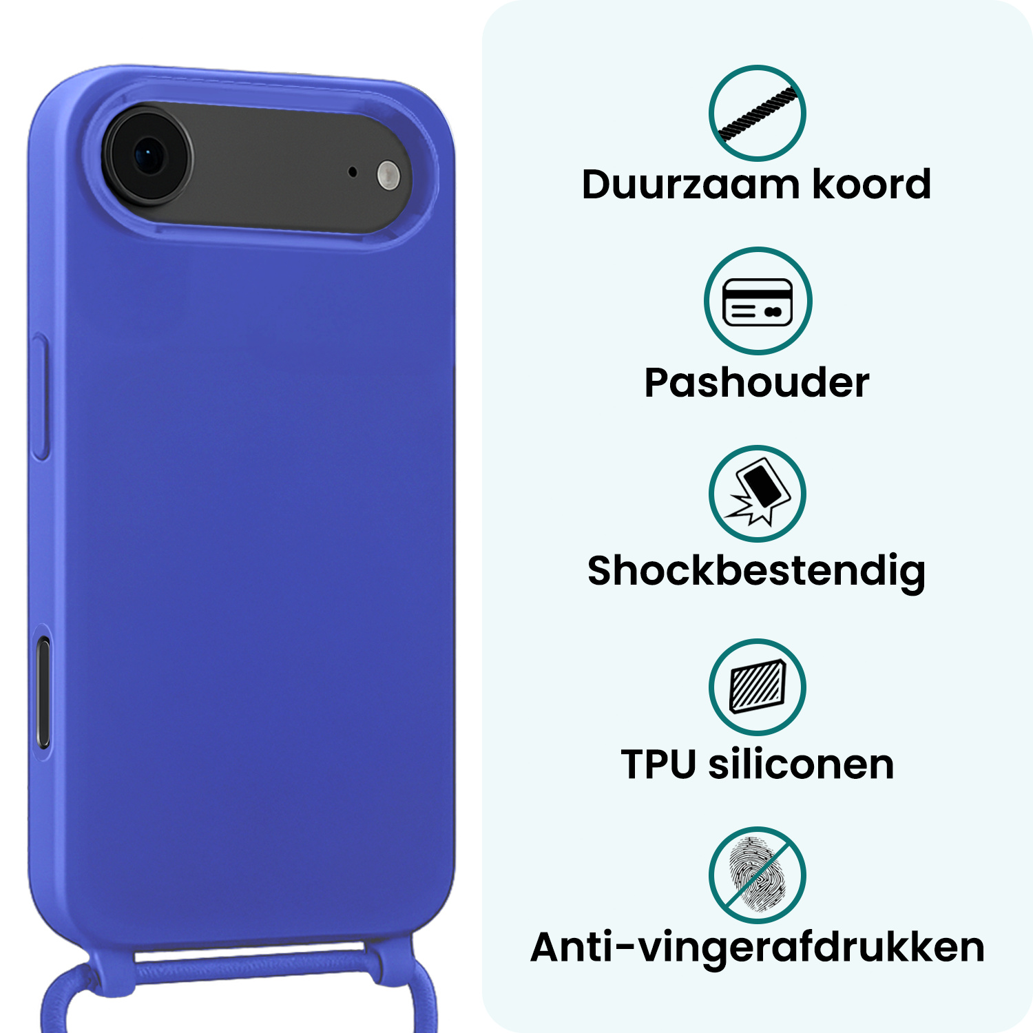 Forterra Forterra iPhone Air Hoesje met Koord Met Screenprotector - Fel Blauw