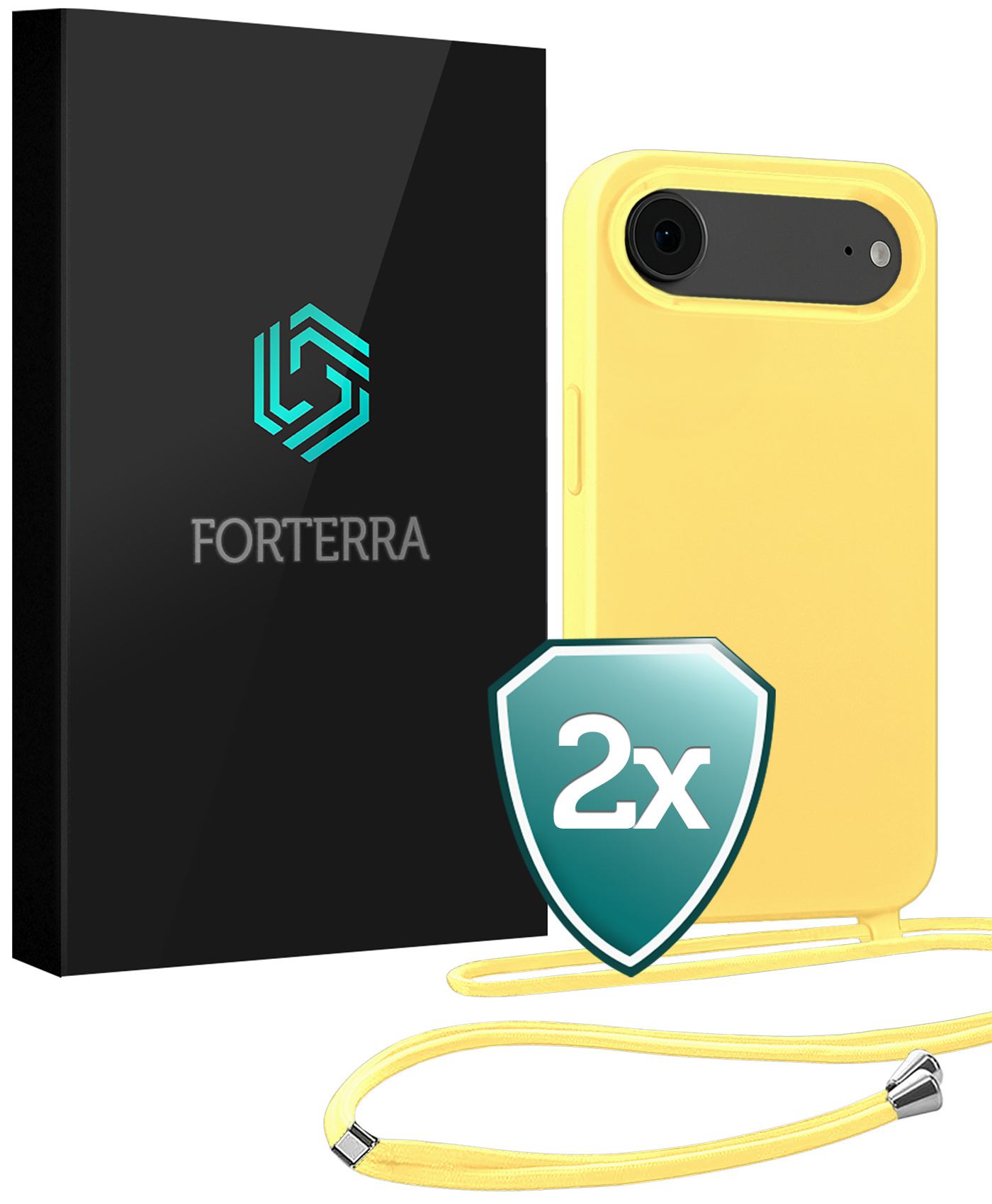 Forterra Forterra iPhone Air Hoesje met Koord - Geel - 2 PACK