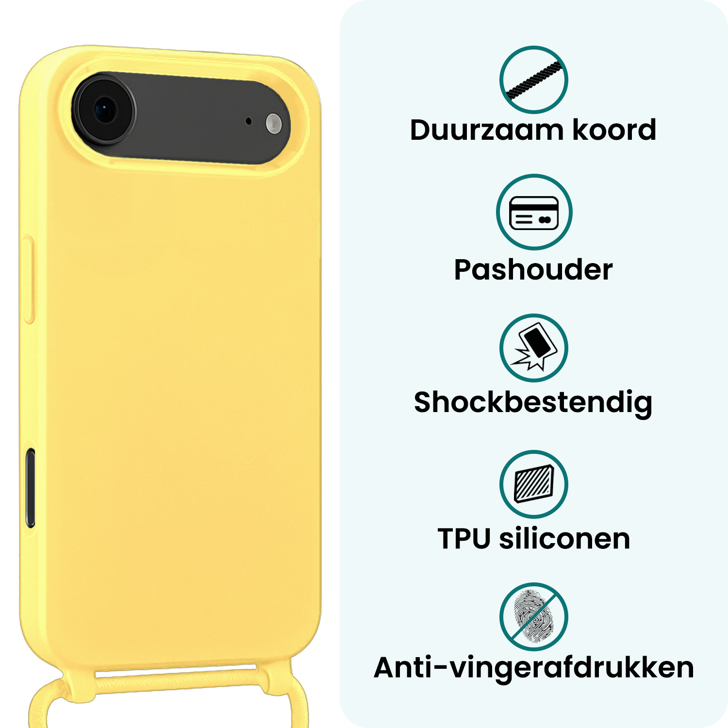 Forterra Forterra iPhone Air Hoesje met Koord - Geel - 2 PACK