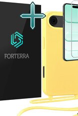 Forterra Forterra iPhone Air Hoesje met Koord Met Screenprotector - Geel