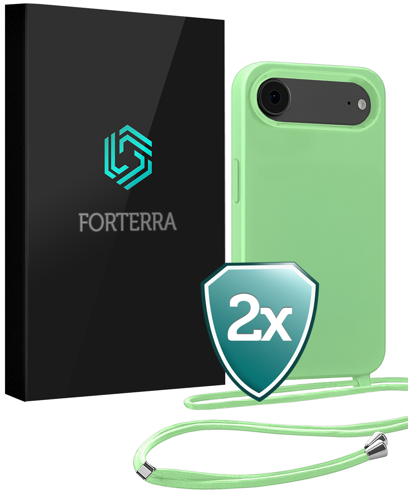 Forterra Forterra iPhone Air Hoesje met Koord - Groen - 2 PACK