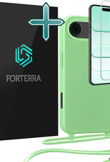 Forterra Forterra iPhone Air Hoesje met Koord Met Screenprotector - Groen