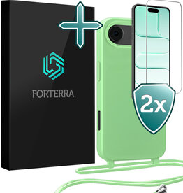 Forterra Forterra iPhone Air Hoesje met Koord Met 2x Screenprotector - Groen