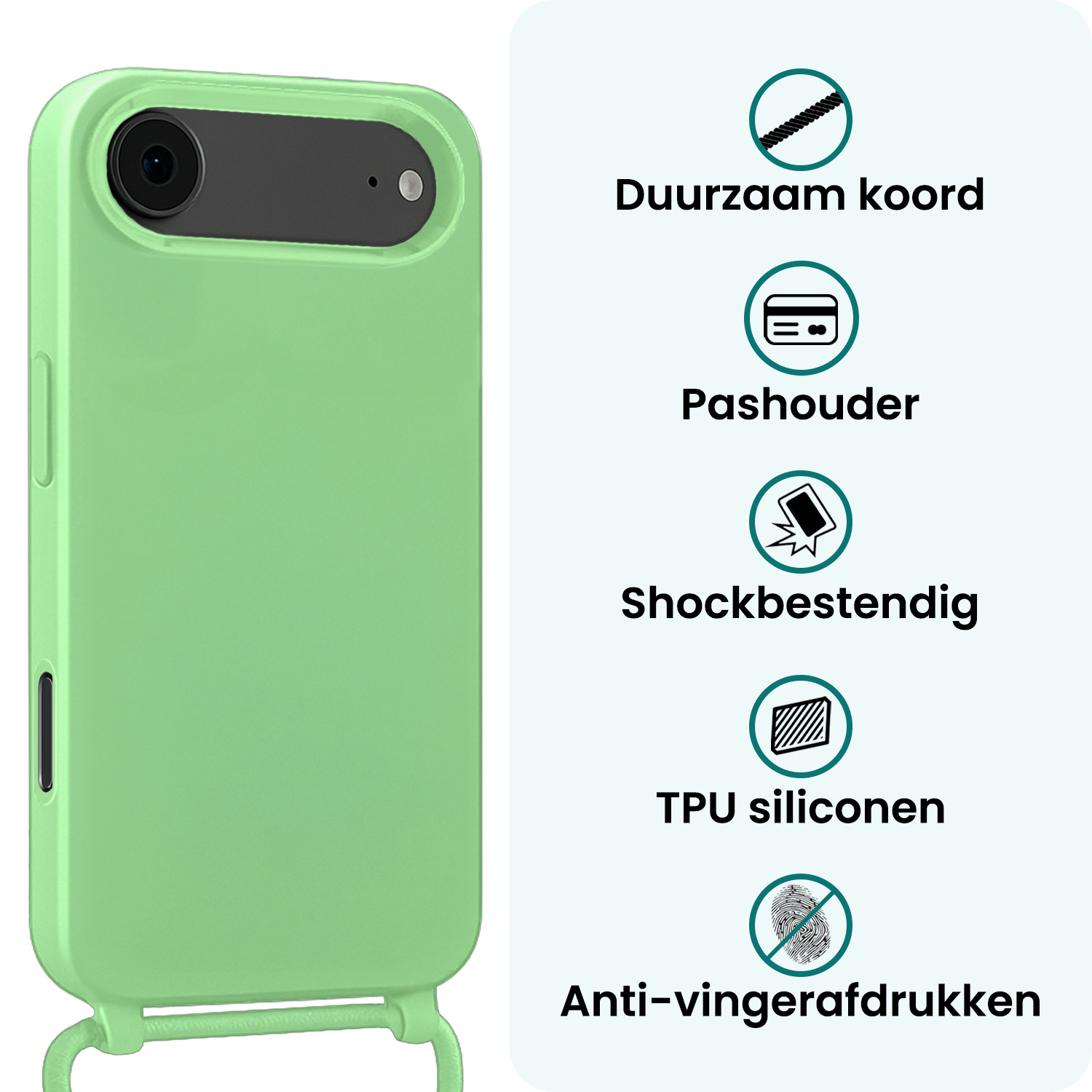 Forterra Forterra iPhone Air Hoesje met Koord Met 2x Screenprotector - Groen