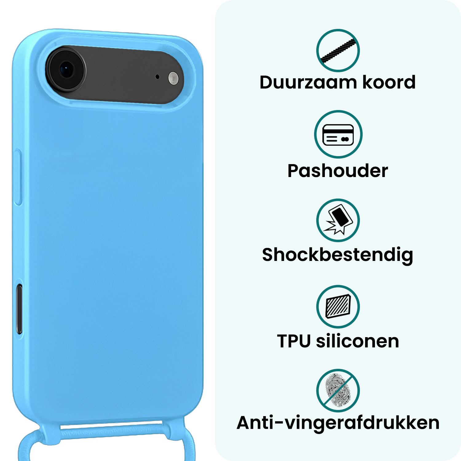 Forterra Forterra iPhone Air Hoesje met Koord - Lichtblauw