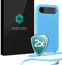 Forterra Forterra iPhone Air Hoesje met Koord - Lichtblauw - 2 PACK