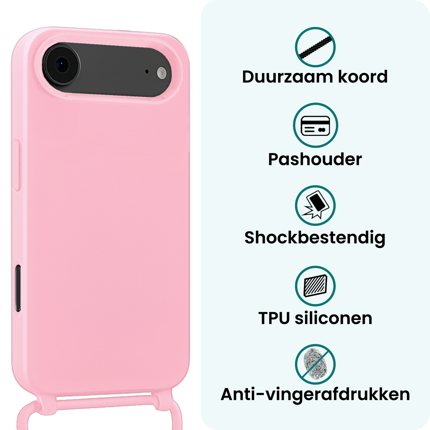 Forterra Forterra iPhone Air Hoesje met Koord - Lichtroze